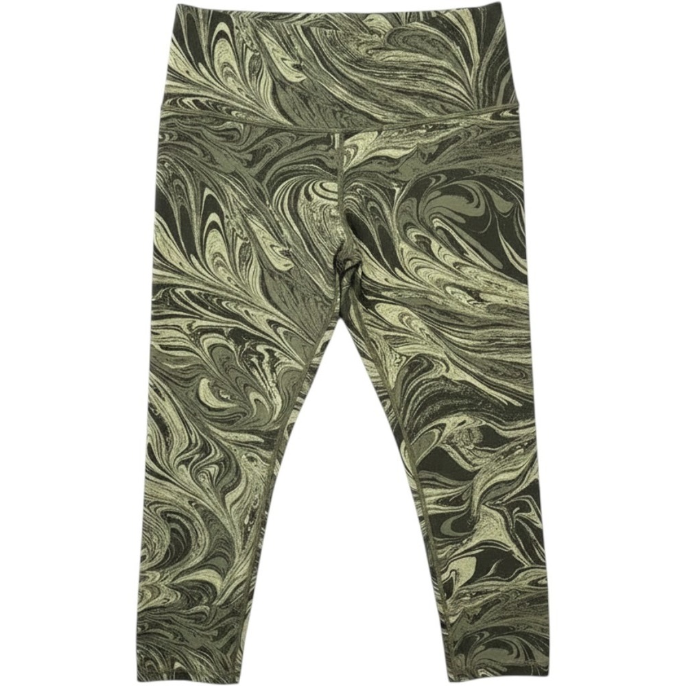 Athleta Transcend 7/8 Tight Legging L Green Marble Swirl Yoga Athletic Workout